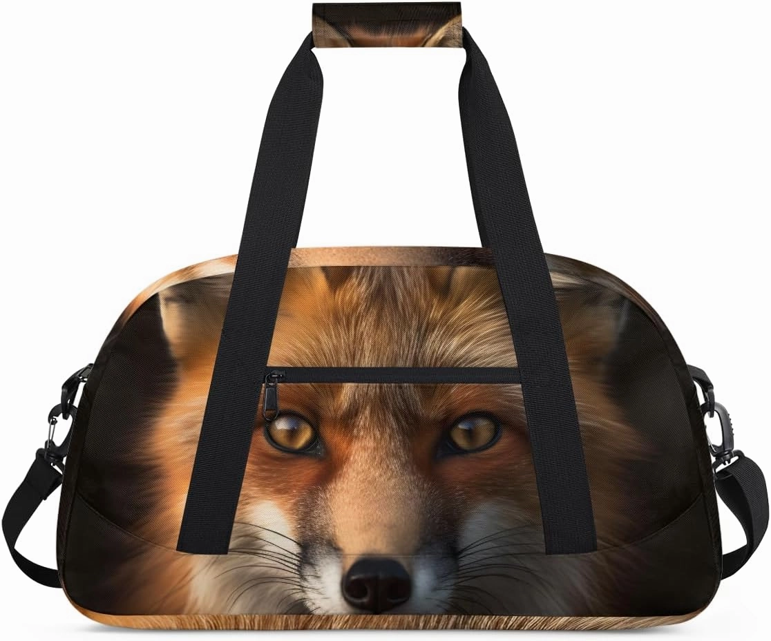 Deep Forest Animal Fox Kids Overnighter Duffel Bags for Boys, Carry-On Size Sports Gym Bag with Front Zipper Pocket for School Practice or Overnight Travel Weekender Sleepover Tote Bag