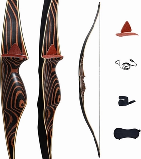 Deerseeker Archery 54" Traditional Bow Hunting Longbow with Bamboo Core Limbs Handmade Recurve Bow RH/LH for Targeting Practice Shooting Youth & Adults Bow Set 15-80lbs
