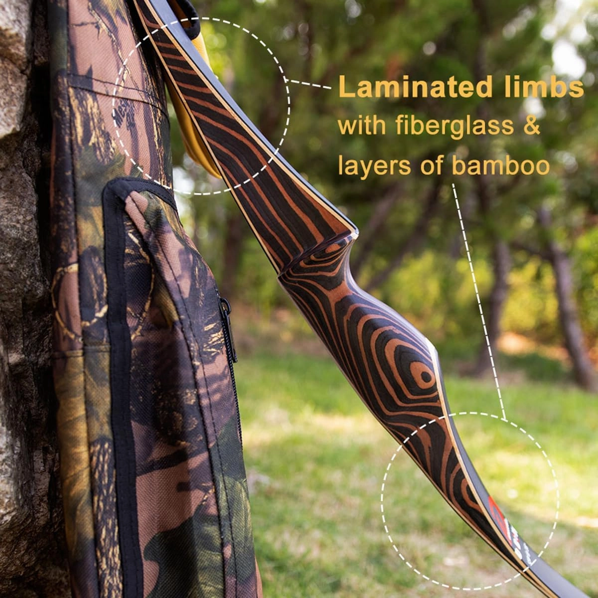 Deerseeker Archery 54" Traditional Bow Hunting Longbow with Bamboo Core Limbs Handmade Recurve Bow RH/LH for Targeting Practice Shooting Youth & Adults Bow Set 15-80lbs