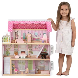 Delta Children Little Gem Dollhouse - 3-Story Dollhouse with 4 Rooms - Includes 16 Accessories - Fits 5-inch Dolls - Pretend Play Dream Gift for Ages 3 