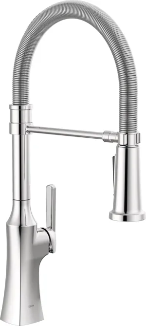 Delta Faucet Ermelo Pro Commercial Style Kitchen Faucet with Pull Down Sprayer, Chrome Commercial Kitchen Faucet, Spring Kitchen Faucet, Delta Kitchen Sink Faucet, Chrome 18887-DST