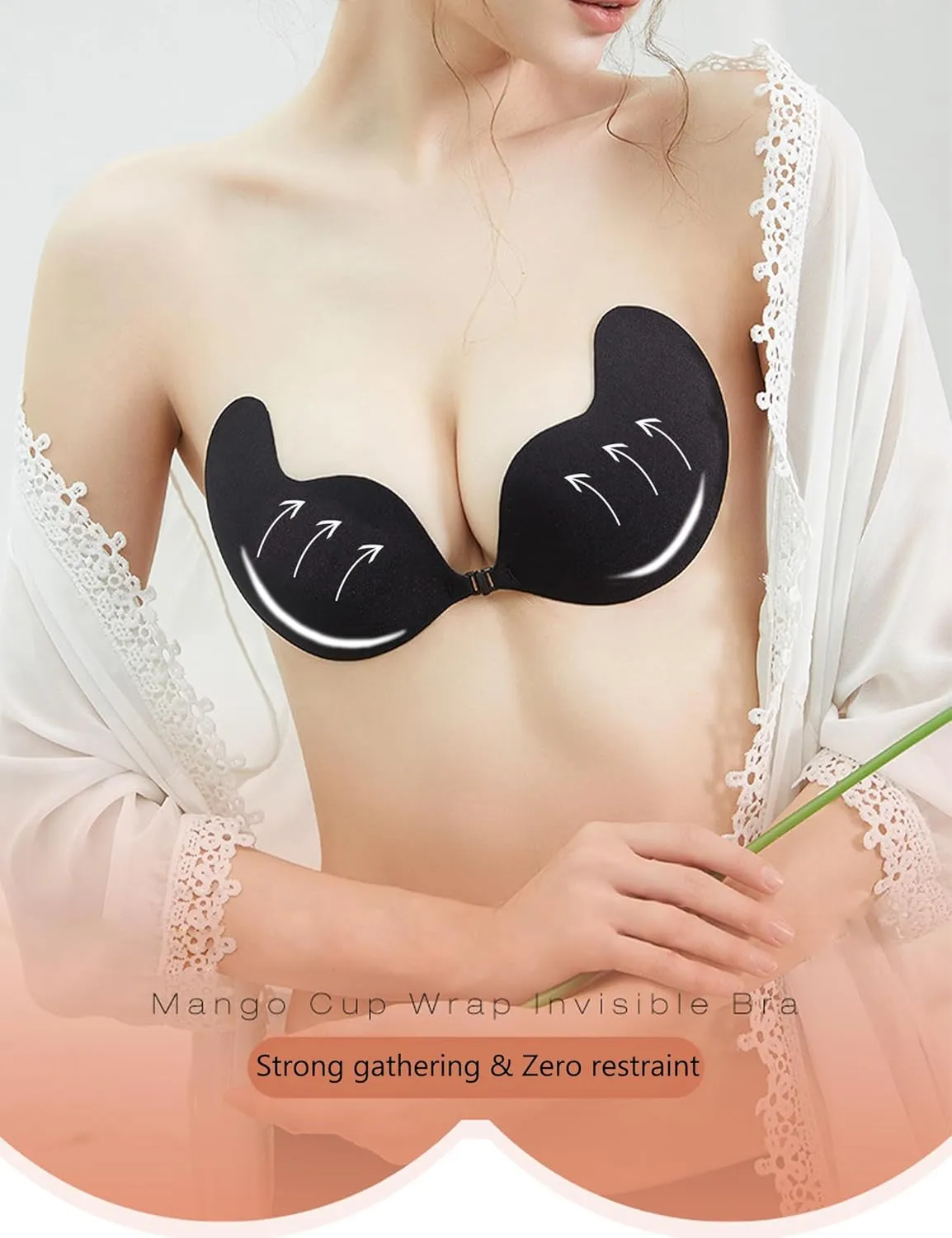 DEPOVOR Super Sticky Push Up Bras Strapless Backless Breast Lift Bras for Women Wedding Dresses Reusable