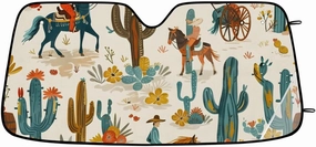 Desert Carriage Car Windshield Sunshade Tropical Desert Front Window Sunshade, 55 * 27.5 inches, fits Most Cars