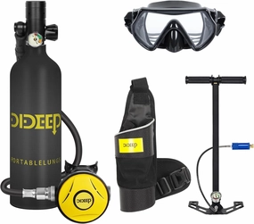 DIDEEP X4000Pro Scuba Tank 1L Capacity Mini Scuba Tank Support About 15-20 Minutes Underwater Breathing Portable Lung Tank Reusable for Emergency Rescue Underwater Exploration