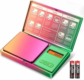 Digital Gram Scale 300g × 0.01g,Rainbow Mini Scale for Food Ounces and Grams,Iridescent Plating Small Jewelry Gram Scale, 6 Units，Tare for Jewelry, Medicine, Coffee,Herbs,Coins