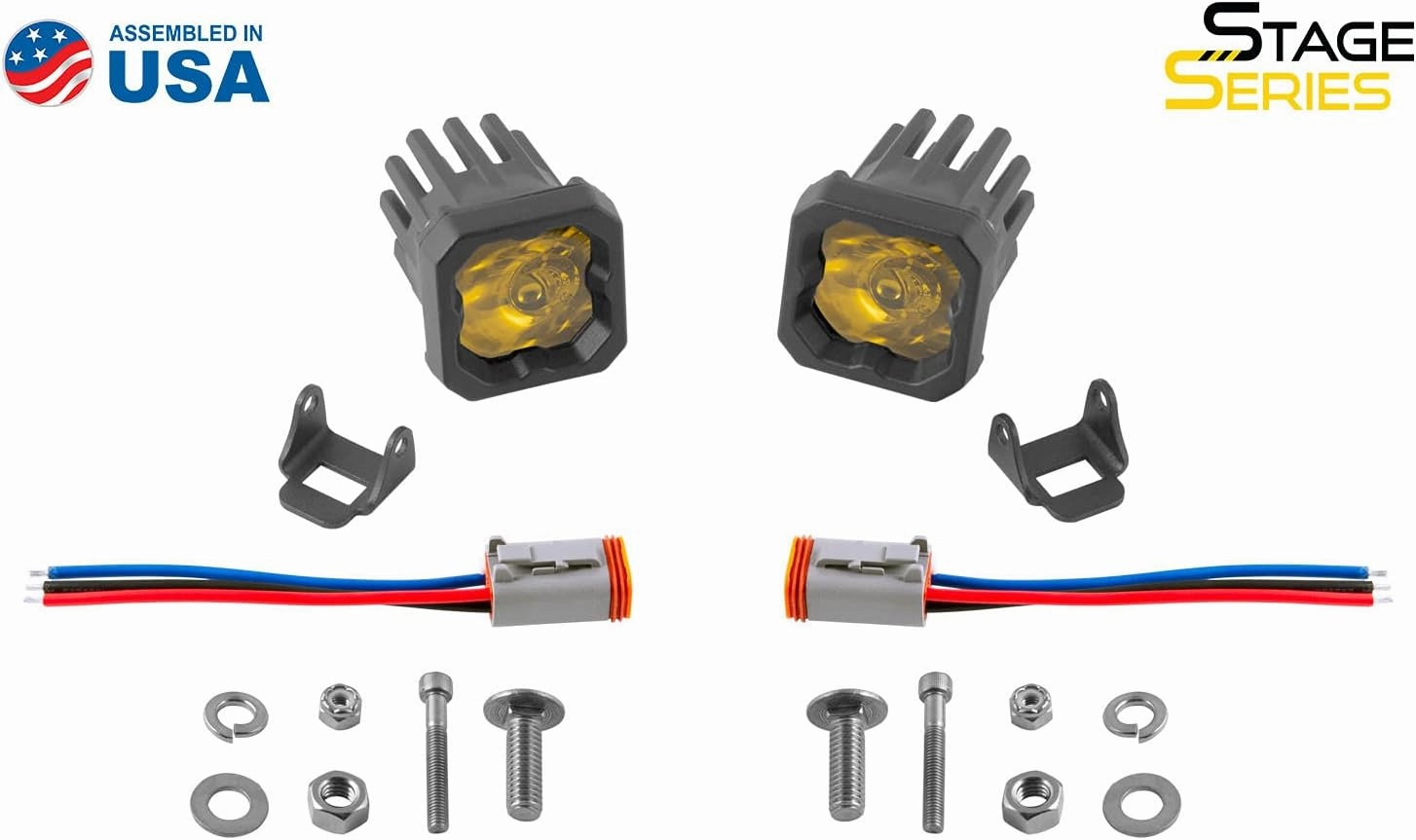 Diode Dynamics SSC1 Yellow Pro Standard LED Pod (pair), Wide w/Amber Backlight