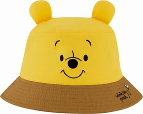 Disney Winnie The Pooh Bucket Hat, Packable Travel Hat with 3D Bear Ears, Wide Brim Summer Hat, Yellow, One Size