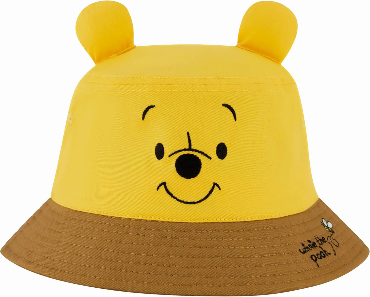 Disney Winnie The Pooh Bucket Hat, Packable Travel Hat with 3D Bear Ears, Wide Brim Summer Hat, Yellow, One Size