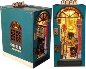DIY Book Nook Kit Bookend Stand Bookshelf Insert Bookcase Miniature House Room Model with LED Light 3D Wooden Puzzle Model Building (an Oriental Tale)