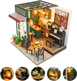DIY Miniature Dollhouse Kit, Minihouse Crafts for Adults, Wooden Mini Craft Coffee Shop, Mini House Building Kit, Book Nook Kit，Diy Booknook Kit, Dollhouse Home Decor