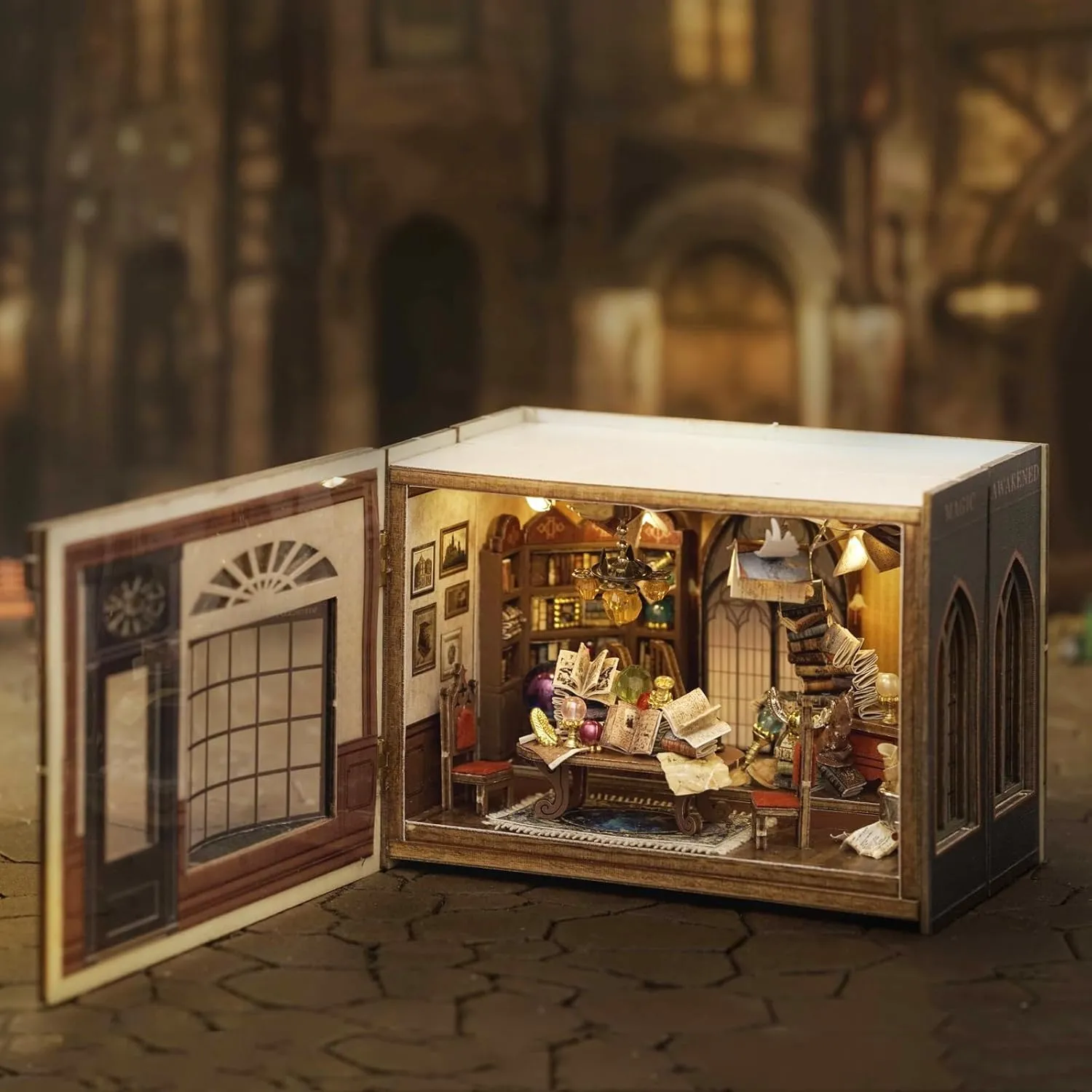 DIY Miniature House Kit, CUTEROOM Mini House Kit for Adult to Build, Wooden Dollhouse Making Kit with Furniture, Christmas Birthday Gifts (Magic)
