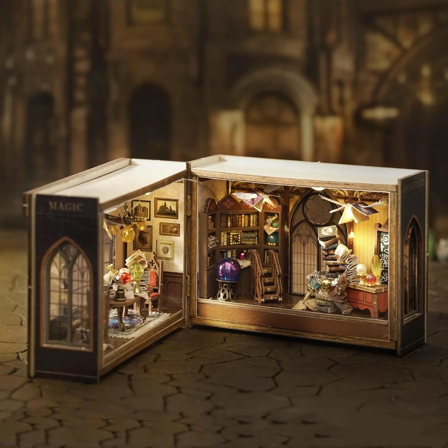 DIY Miniature House Kit, CUTEROOM Mini House Kit for Adult to Build, Wooden Dollhouse Making Kit with Furniture, Christmas Birthday Gifts (Magic)
