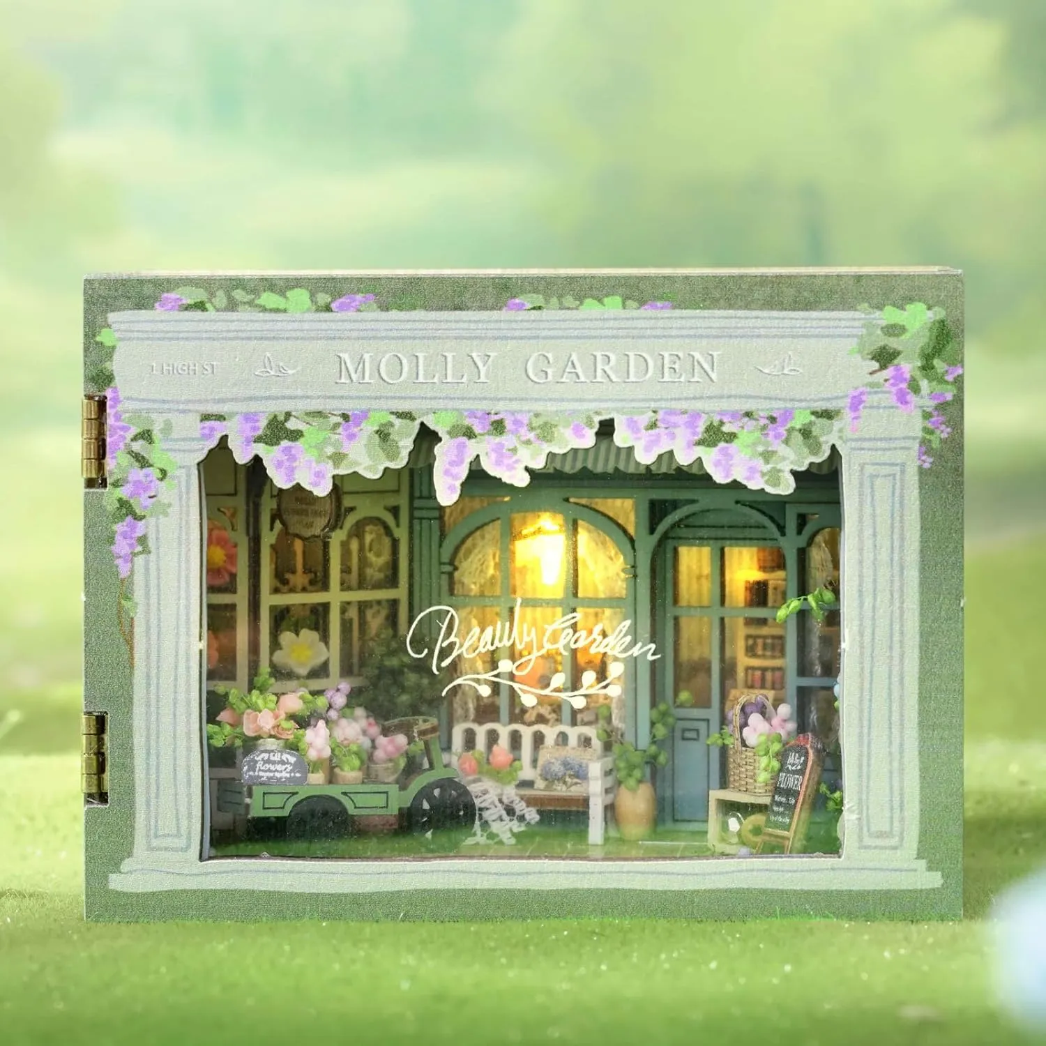 DIY Miniature House Kit, CUTEROOM Mini House Kit for Adult to Build, Wooden Dollhouse Making Kit with Furniture, Christmas Birthday Gifts- Molly Garden
