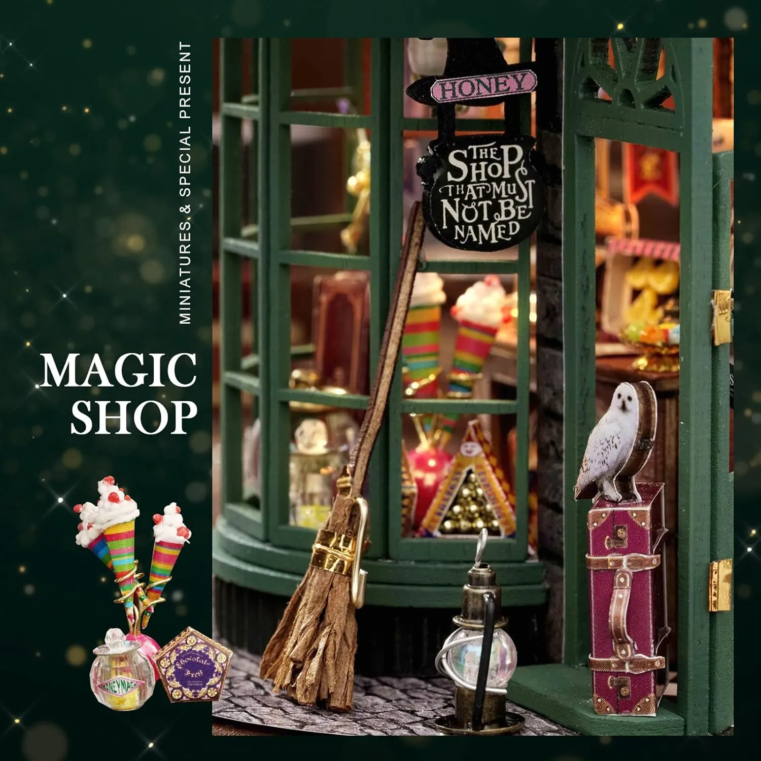 DIY Miniature House Kit, Dollhouse Kit with Furnitures, 1:24 Mini House Making Kit for for Adult to Building, Easter Day/Home Decorations/Gifts for Family and Friends, Magic Shop