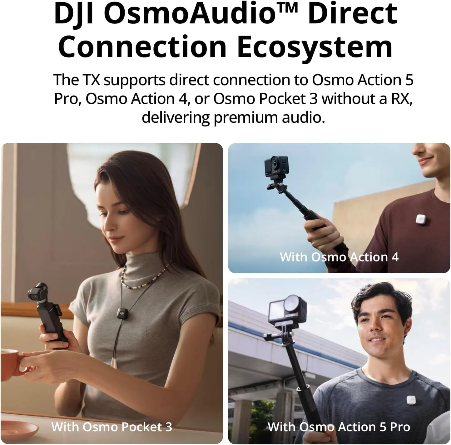 DJI Mic Mini (1 TX   1 RX), Wireless Lavalier Microphone for iPhone/Camera/Android, Ultralight, Detail-Rich Audio, Noise Cancelling, Automatic Limiting, Vlog, Streaming, 400m Transmission