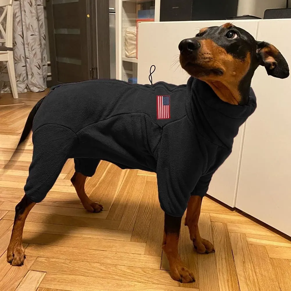 Dog Coat Jackets Polar Fleece Pet Windproof Sweater Apparel Warm Padded Winter Coats for Small Medium Large Puppies Clothes Black M