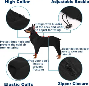 Dog Coat Jackets Polar Fleece Pet Windproof Sweater Apparel Warm Padded Winter Coats for Small Medium Large Puppies Clothes Black M