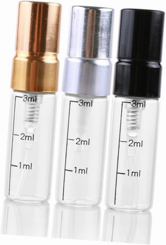 DOITOOL 18pcs Scale Spray Bottle Empty Glass Makeup and Perfume Dispenser for Travel Includes Silver Black Styles Fine Mist Spray for Skincare and Liquids
