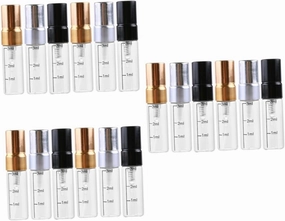 DOITOOL 18pcs Scale Spray Bottle Empty Glass Makeup and Perfume Dispenser for Travel Includes Silver Black Styles Fine Mist Spray for Skincare and Liquids