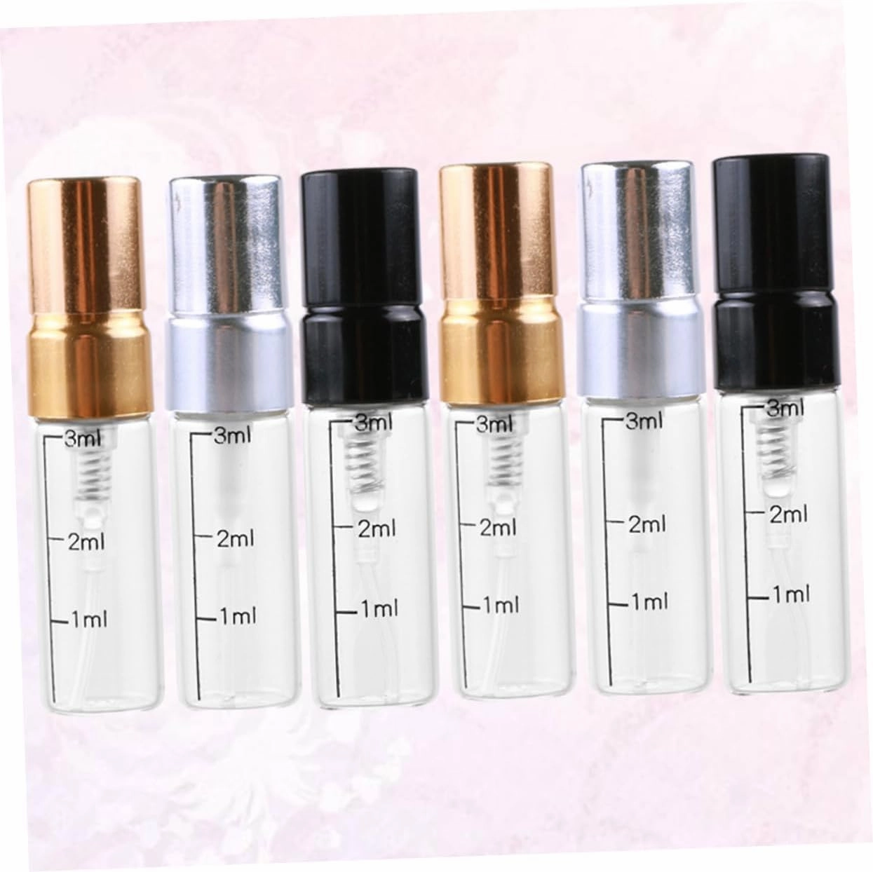 DOITOOL 18pcs Scale Spray Bottle Empty Glass Makeup and Perfume Dispenser for Travel Includes Silver Black Styles Fine Mist Spray for Skincare and Liquids