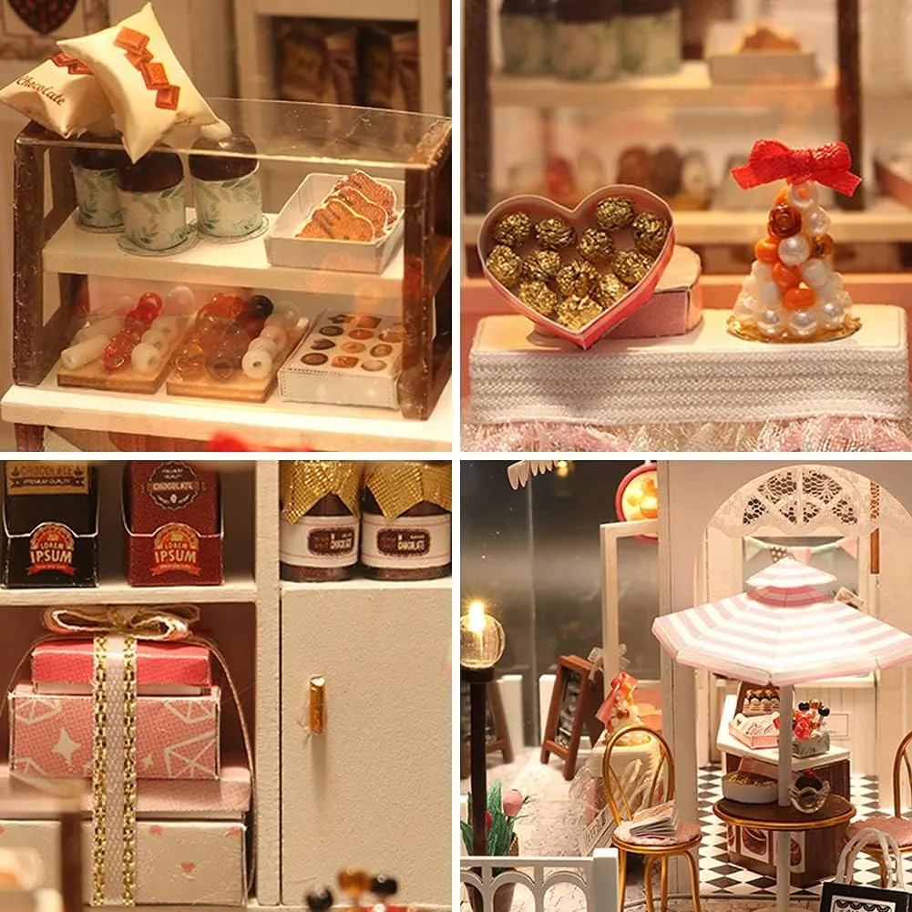 Dollhouse Miniature with Furniture, DIY Wooden Dollhouse Kit Plus Dust Proof and Music Movement,Creative Gift Architecture Model (Coco's Whimsy)