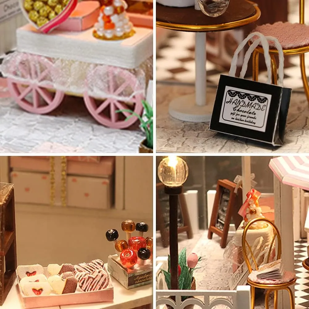 Dollhouse Miniature with Furniture, DIY Wooden Dollhouse Kit Plus Dust Proof and Music Movement,Creative Gift Architecture Model (Coco's Whimsy)
