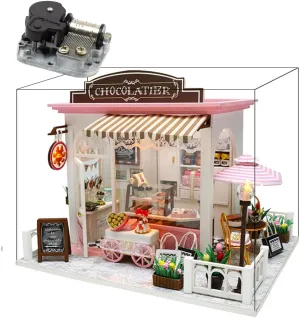 Dollhouse Miniature with Furniture, DIY Wooden Dollhouse Kit Plus Dust Proof and Music Movement,Creative Gift Architecture Model (Coco's Whimsy)