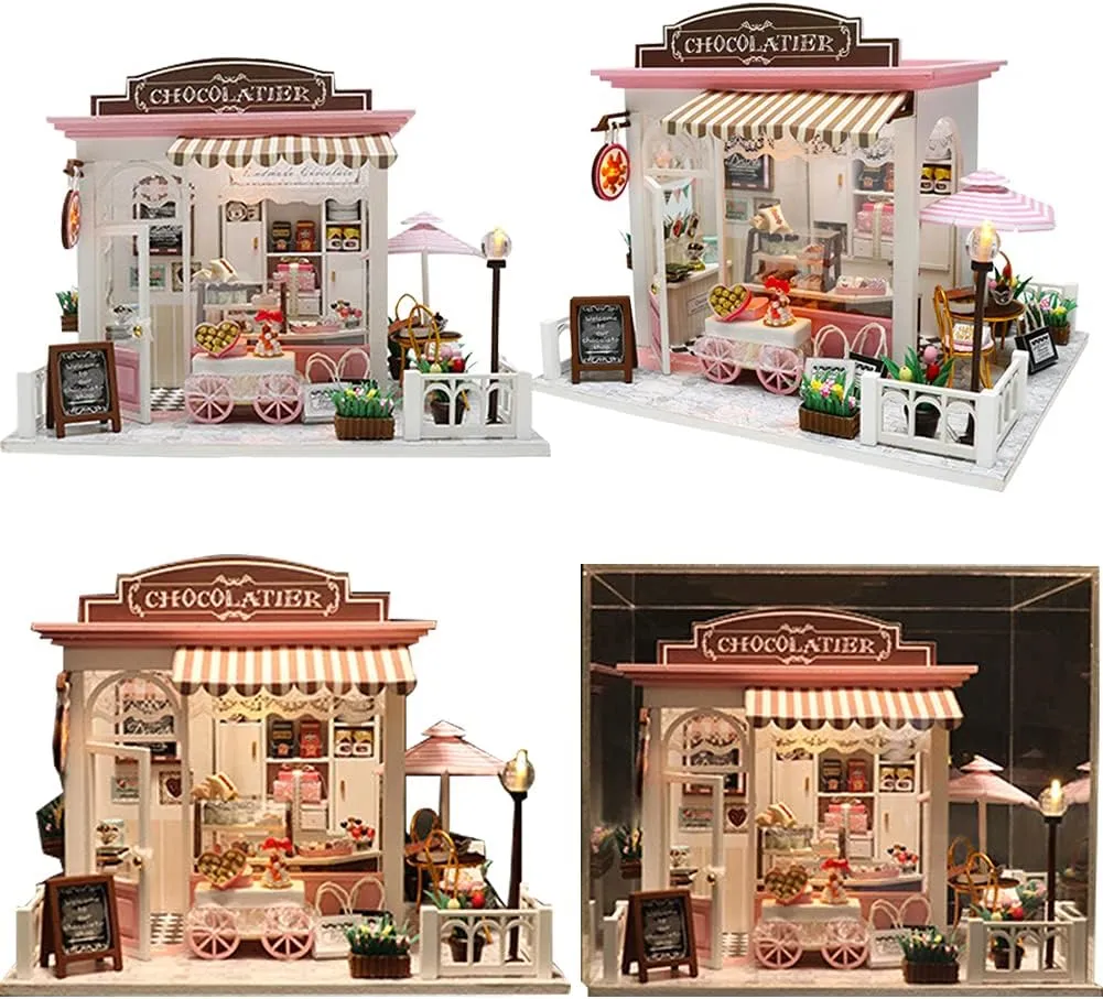 Dollhouse Miniature with Furniture, DIY Wooden Dollhouse Kit Plus Dust Proof and Music Movement,Creative Gift Architecture Model (Coco's Whimsy)