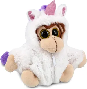 DolliBu Big Eye Monkey Unicorn Plush Stuffed Animal Toy - Super Soft Monkeycorn Dress Up with Removable Plush Unicorn Outfit, Cute Fantasy Wildlife Gift - 8 Inches