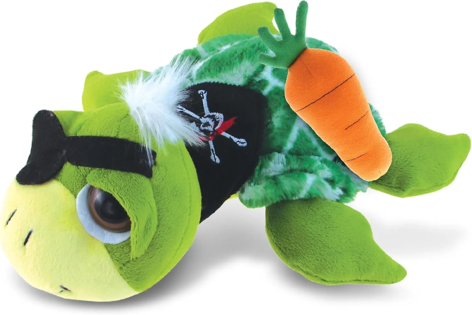 DolliBu Happy Easter Super Soft Plush Green Pirate Sea Turtle with Carrot - Cute Stuffed Animals with Carrot Plush Toy, Easter Gift with Name Personalization, Spring Easter Plush Animal - 10.5 Inches