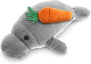 DolliBu Happy Easter Super Soft Plush Grey Manatee with Carrot - Cute Stuffed Animals with Carrot Plush Toy, with Name Personalization, Spring Easter Plush Animal - 9 Inches