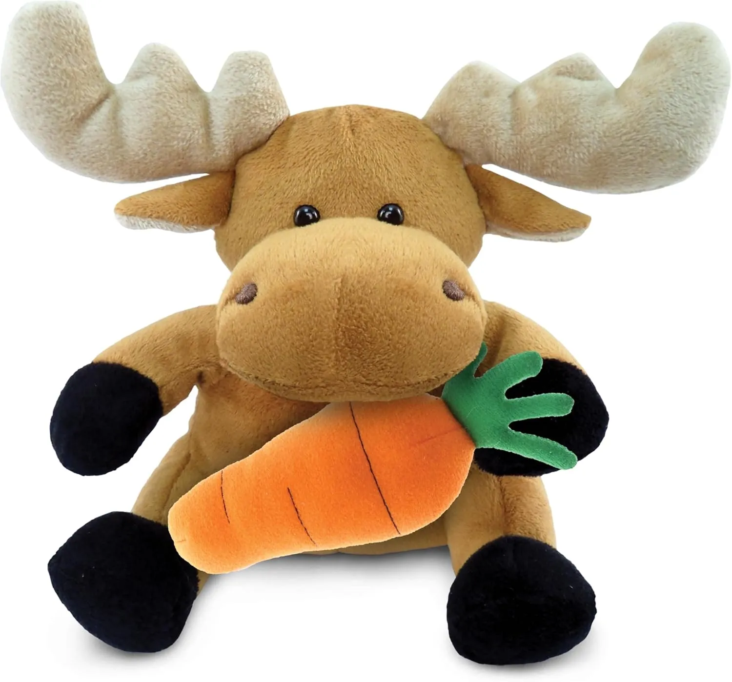 DolliBu Happy Easter Super Soft Plush Moose with Carrot - Cute Stuffed Animals with Carrot Plush Toy, with Name Personalization, Spring Easter Plush Animal - 6 Inches