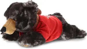 DolliBu I Love You Valentine Plush Lying Wild Black Bear - Cute Stuffed Animal with Red Shirt and Name Personalization Gift for Valentines Day, Birthday, Anniversary - 10 Inches