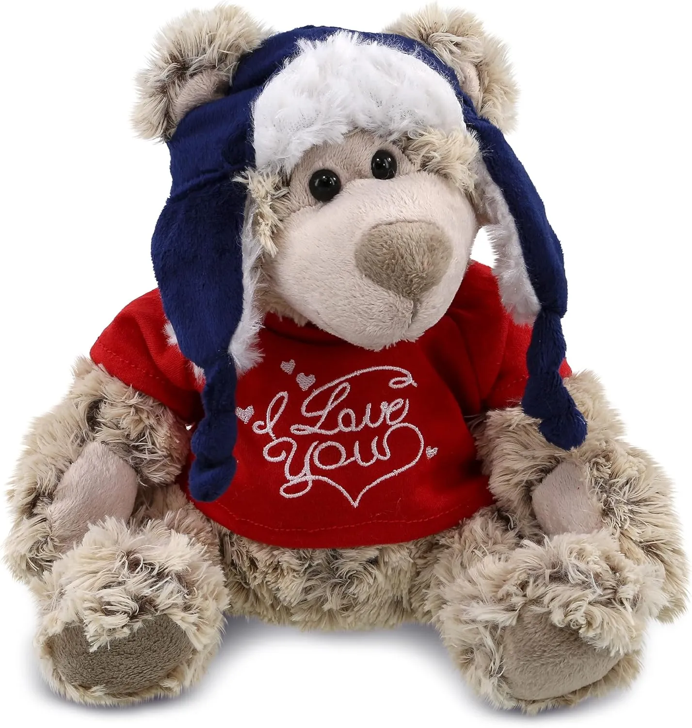 DolliBu I Love You Valentine Plush Polar Bear with Clothes - Cute Stuffed Animal with Red Shirt and Name Personalization Gift for Valentines Day, Birthday, Anniversary, Romantic Date - 10 Inches