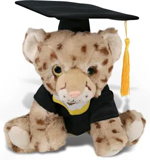 DolliBu Squat Cheetah Graduation Plush Toy - Super Soft Plush Graduation Stuffed Animal Dress Up with Gown and Cap with Tassel Outfit - Congratulatory Graduation Gift with Personalization - 8.5 Inches