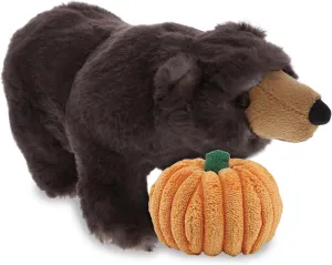 DolliBu Super Soft Standing Wild Black Bear Stuffed Animal with Pumpkin Decor - Pumpkin Plush Animal for Fall, Halloween and Thanksgiving, Pumpkin Toy for Baby, Kids, Adults - 11 Inches
