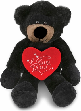 DolliBu I Love You Valentine Plush Long Leg Black Bear - Cute Stuffed Animal with Red Heart and Name Personalization Gift for Valentines Day, Birthday, Anniversary, Romantic Date - 10.5 Inches