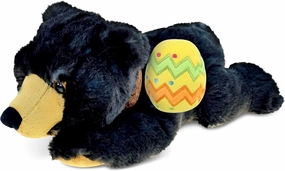 DolliBu Lying Wild Black Bear with Yellow Easter Egg Plush and Name Personalization - Cute Stuffed Animals for Easter Basket, Easter Egg Stuffed Animal Spring Toys for Girls, Boy, Baby – 10 Inches