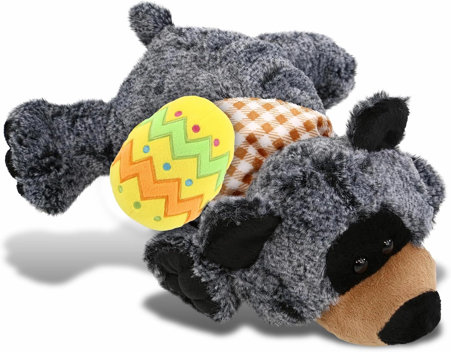 DolliBu Super Soft Lying Black Bear with Yellow Easter Egg Plush - Perfect Stuffed Wildlife Animals for Easter Basket, Cute Easter Egg Stuffed Animal Spring Toys for Girls, Boys, and Babies - 9 Inches