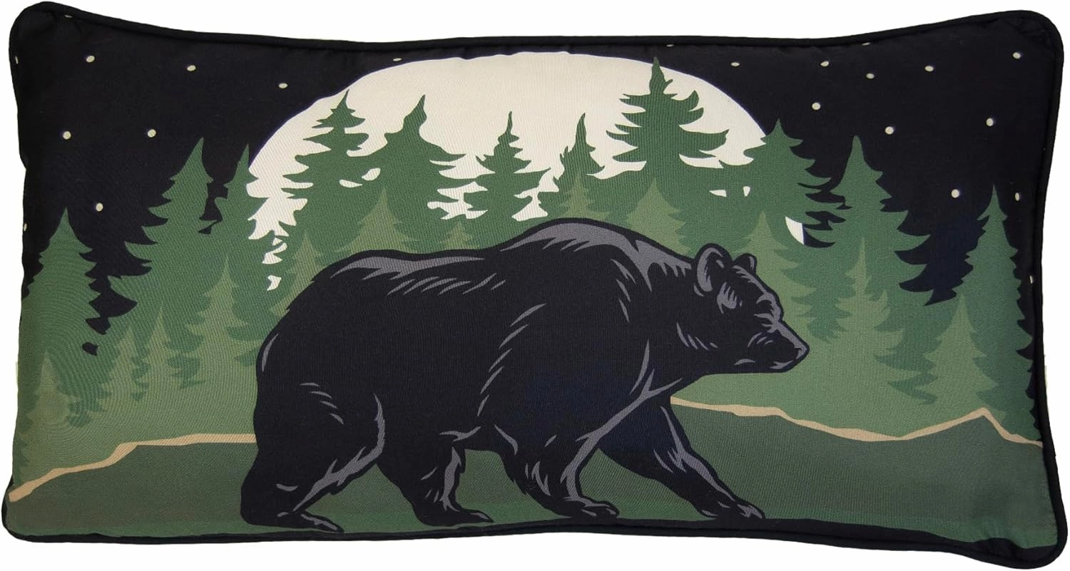 Donna Sharp 2-Piece Foothills Bear and Nature Themed Decorative Throw Pillow Set - Pillows for Couch, Sofa, Beds, and Chairs - Includes 18" x 18" Square & 12" x 22" Rectangular Pillows