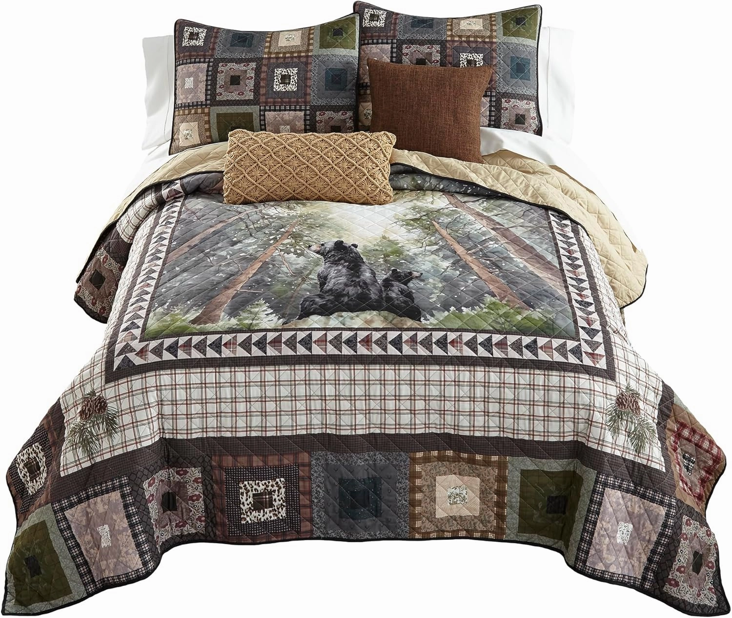Donna Sharp King Bedding Set - 3 Piece - Looking Up Quilt Set with Quilt and Two Pillow Shams - Machine Washable