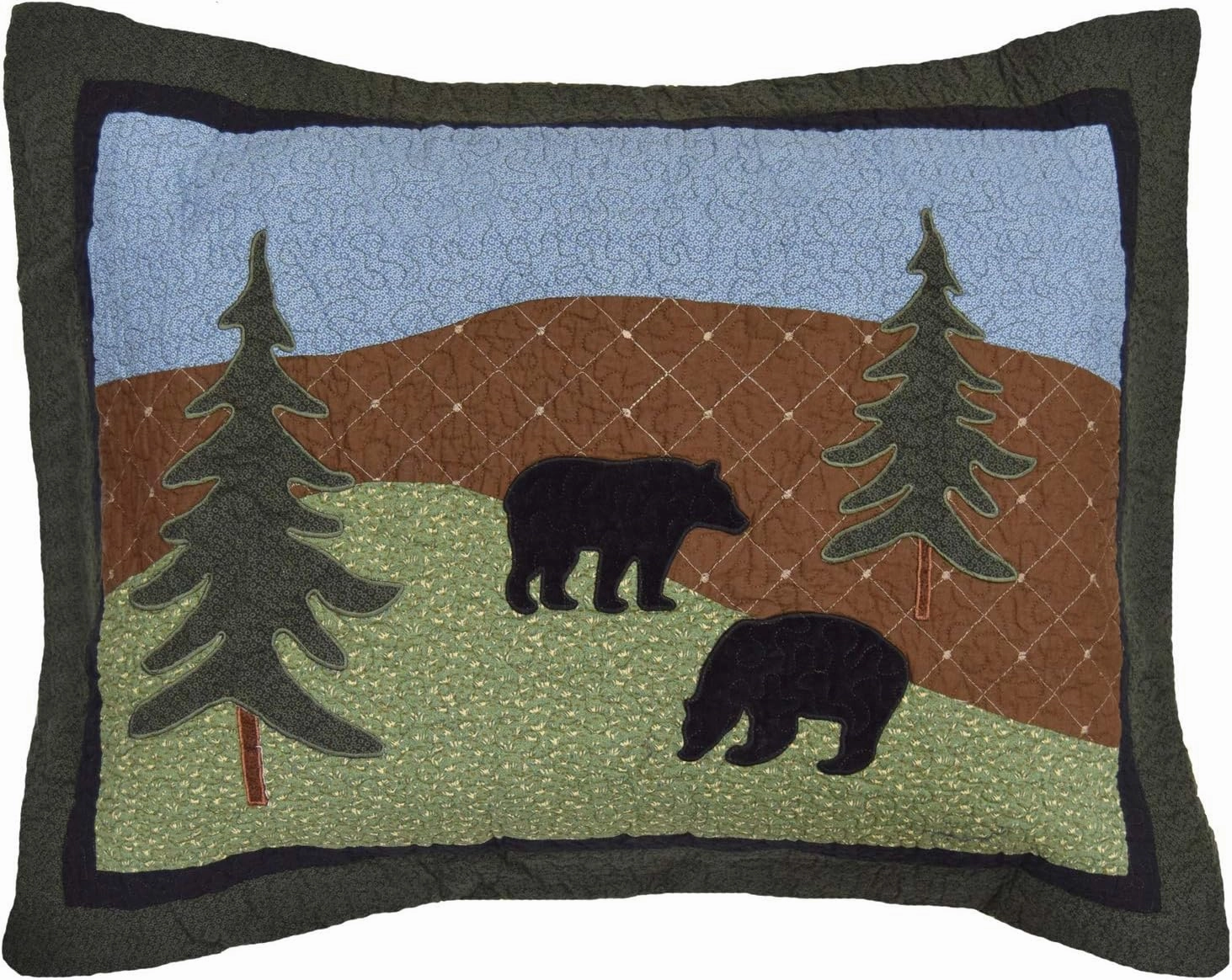 Donna Sharp Twin Bedding Set - 2 Piece - Bear Lake Cotton Lodge Quilt Set with Twin Quilt and One Standard Pillow Sham - Machine Washable