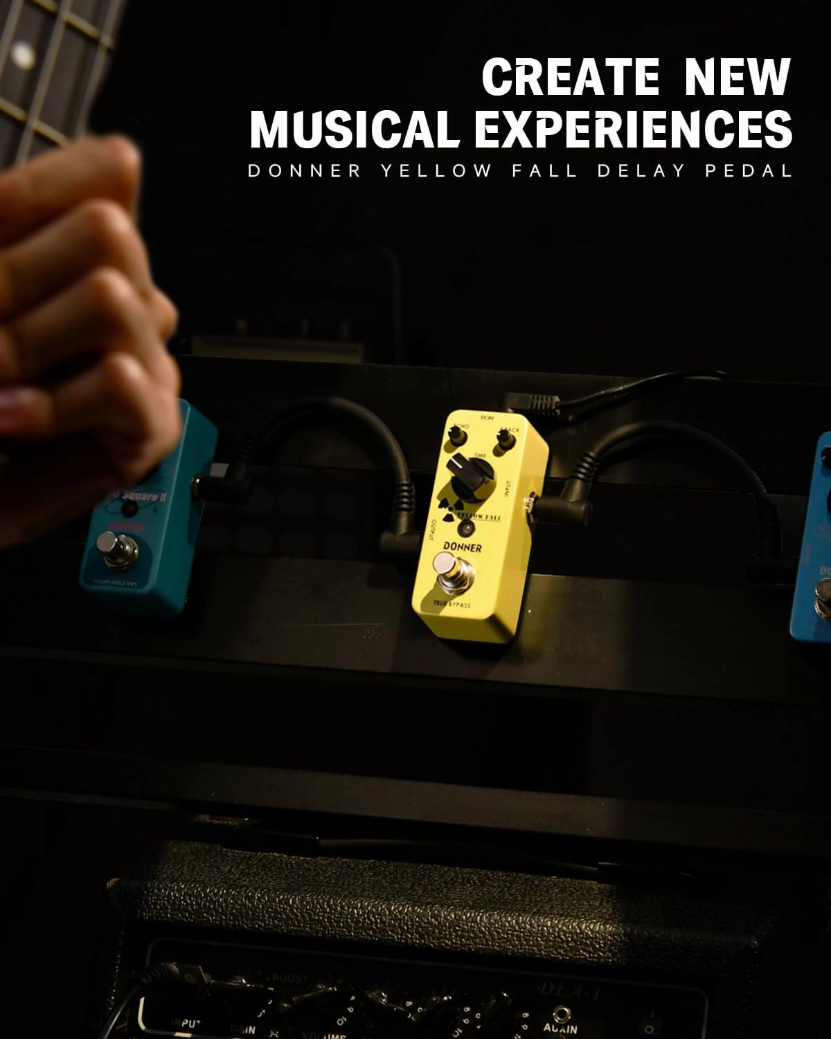 Donner Guitar Delay Pedal for Pedal Boards, Electric Guitar, Yellow Fall Analog Delay Mini Guitar Effect Pedal Vintage Delay, True Bypass