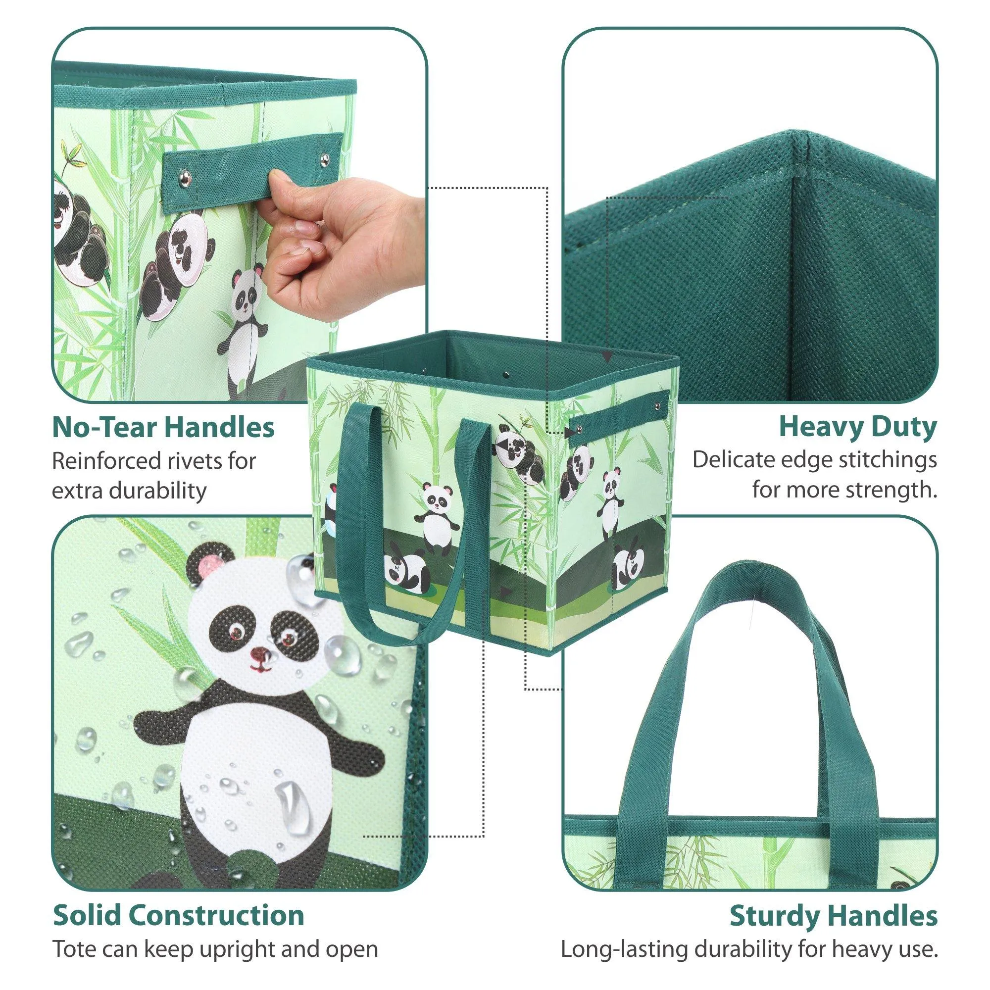 DOUBLE R BAGS Collapsible Reusable Grocery Shopping Bags / Storage Cube (Panda)