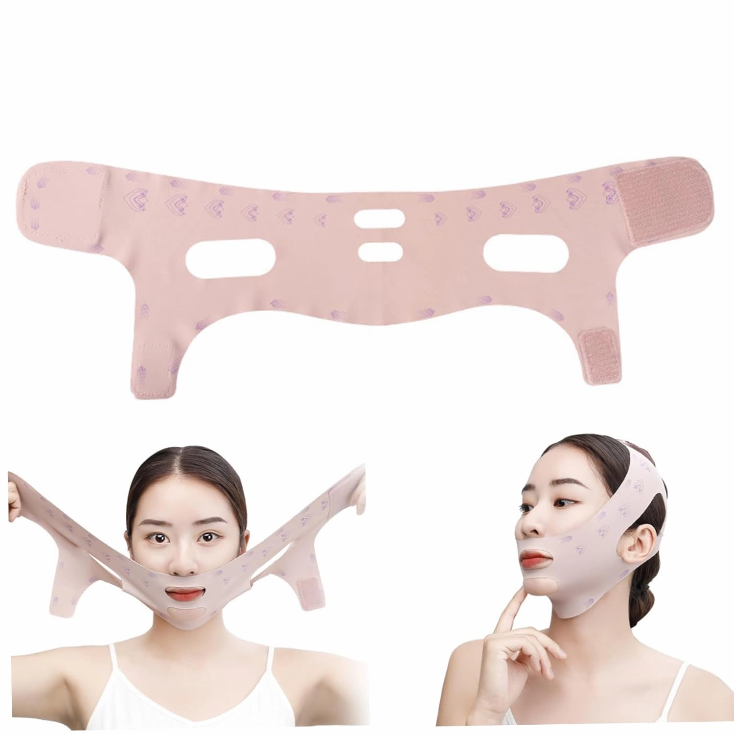 Double Chin Reducer Soft High-Elastic V Line Lifting Mask Breathable Chin Strap Depuffing and Skin Tightening Mask Lift Reusable Face Sculpting Sleep for Men Women Normal Style Dou