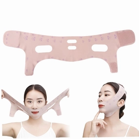 Double Chin Reducer Soft High-Elastic V Line Lifting Mask Breathable Chin Strap Depuffing and Skin Tightening Mask Lift Reusable Face Sculpting Sleep for Men Women Normal Style Dou