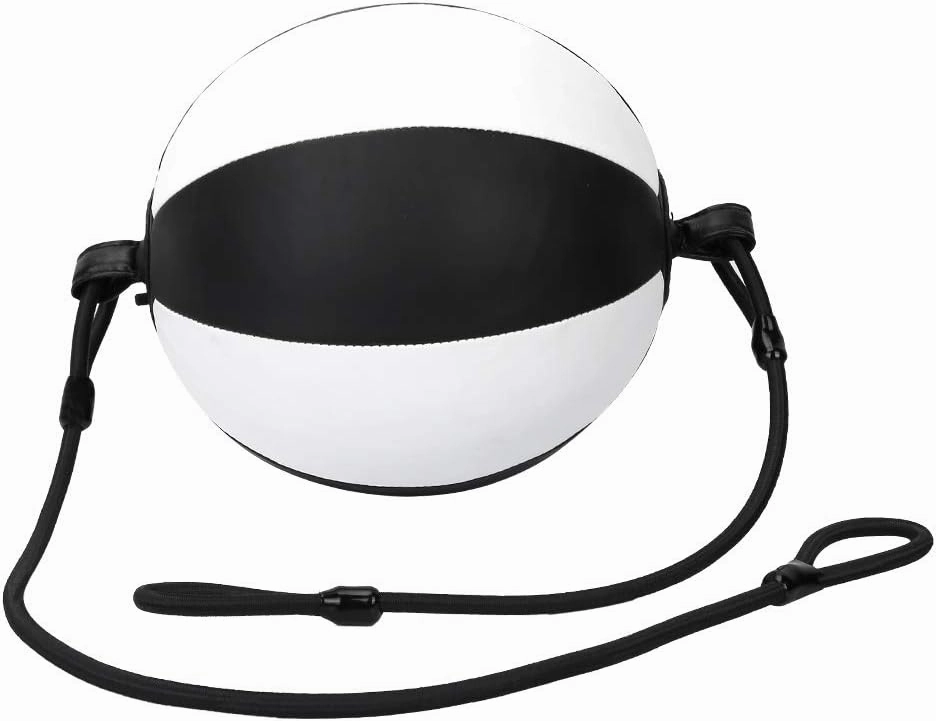 Double End Bag, Double End Bag Boxing Hanging Ropes Black White PU Leather Inflated Fitness Ball Punch Bag Boxing Bag for Boxing, Kickboxing