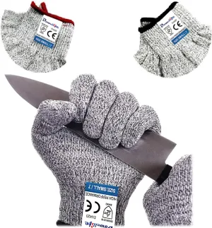 Dowellife Cut Resistant Gloves Food Grade Level 5 Protection, Safety Kitchen Cuts Gloves for Oyster Shucking, Fish Fillet Processing, Mandolin Slicing, Meat Cutting and Wood Carving. (X-Large-2 Pairs)