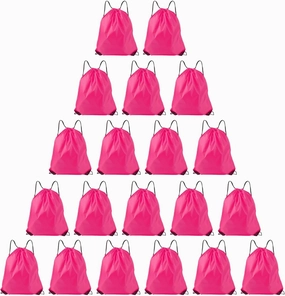 Drawstring Backpacks, 20 Pack Bulk Drawstring Bags, Cinch Bags for Outdoor Sports,travel storage bag,gift bag- Fuchsia