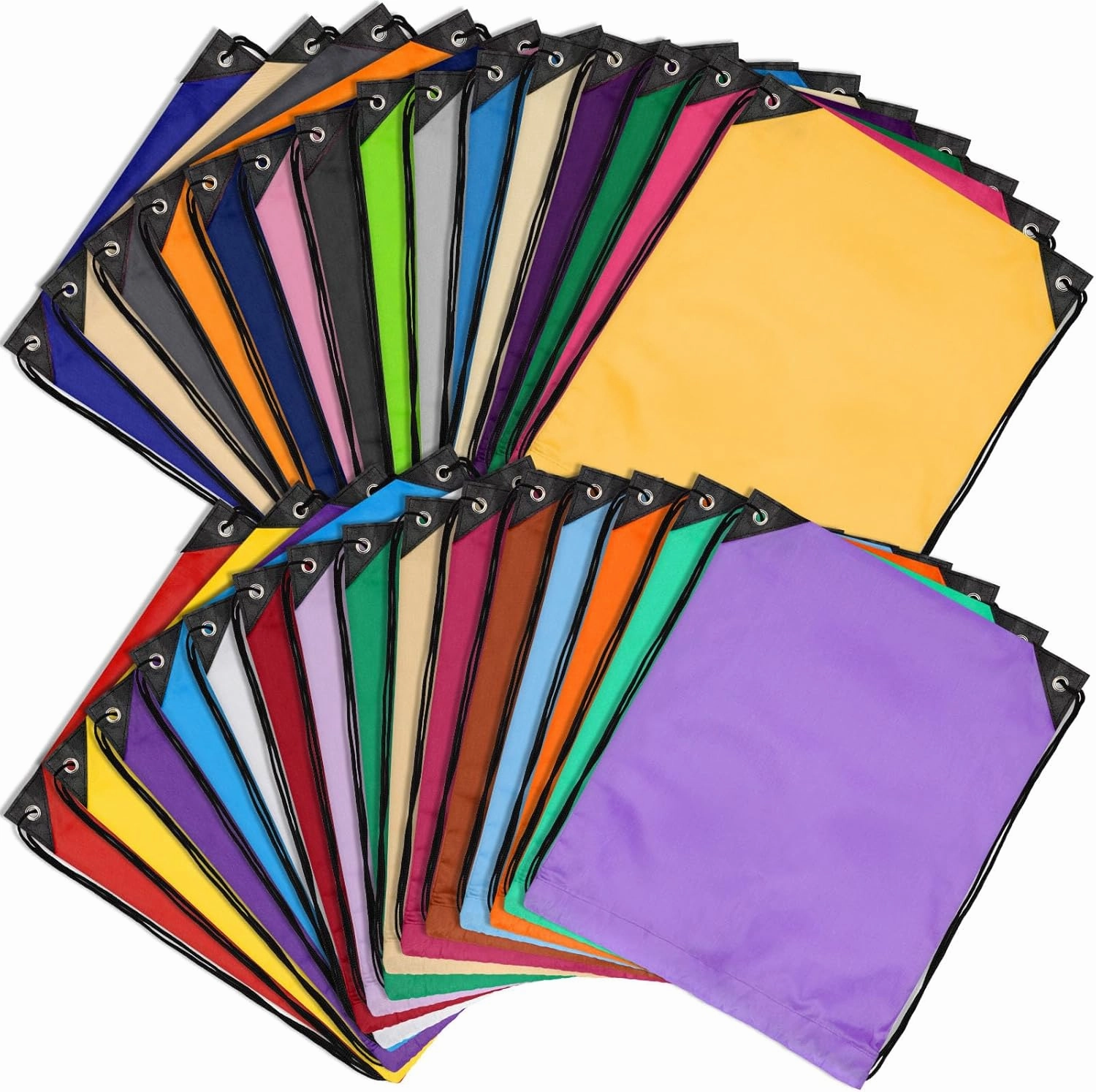 Drawstring Bags Bulk 300 PCS, Drawstring Backpack Draw String Bag Cinch Sack for Gym Traveling Yoga Outdoor Sports (30 Colors)